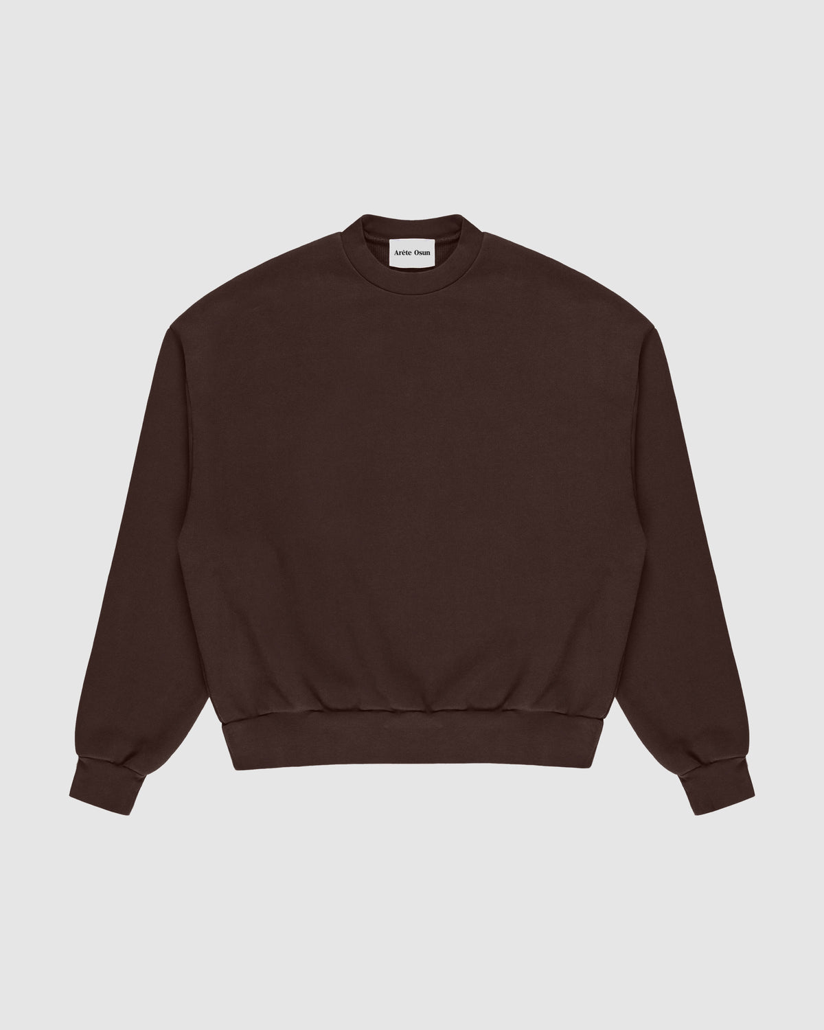 Frame Sweatshirt in Brown – Oversized Luxury Jumper with dropped shoulders and heavyweight drape by Arête Osun