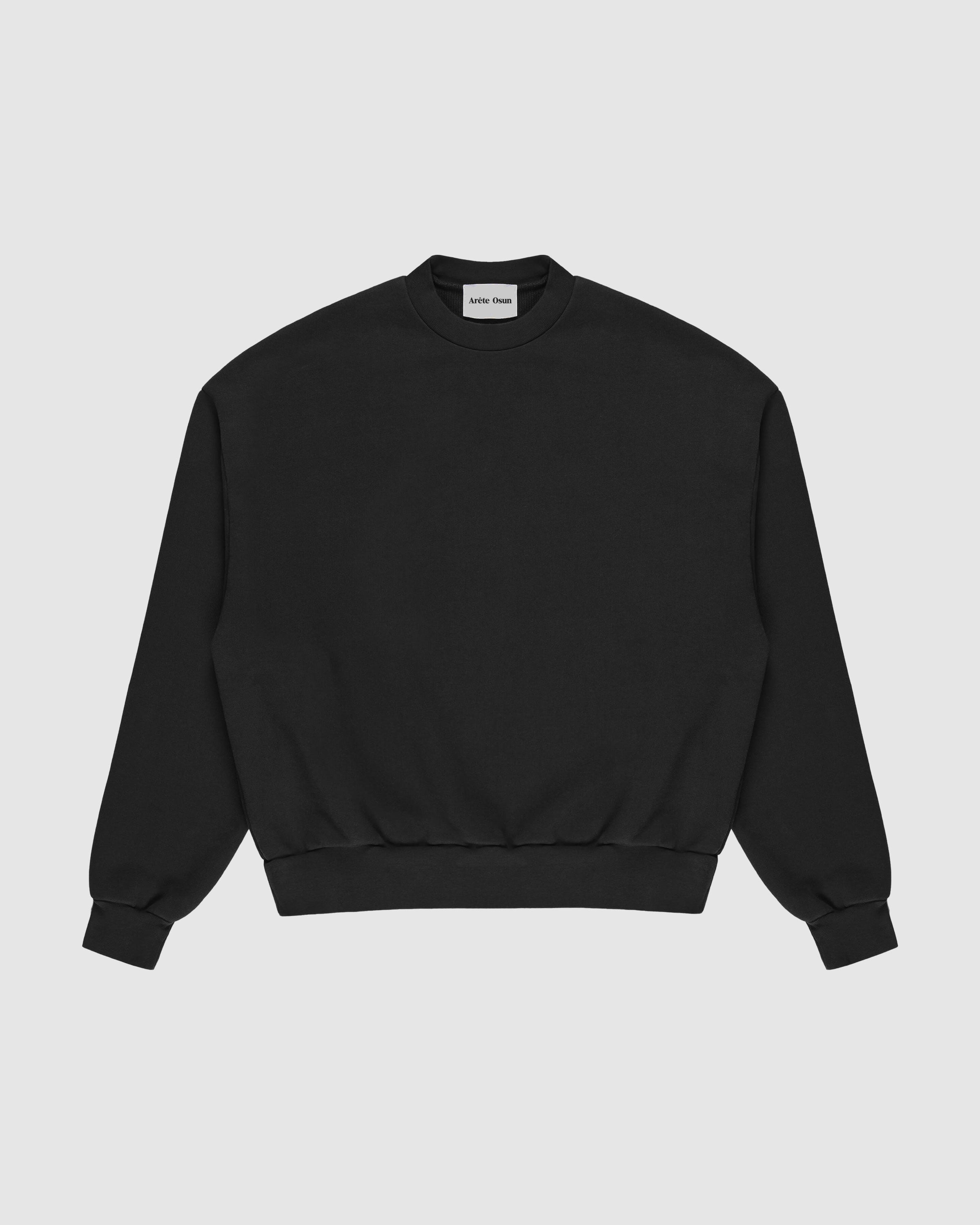 Frame Sweatshirt in Black – Oversized Luxury Jumper with dropped shoulders and heavyweight drape by Arête Osun