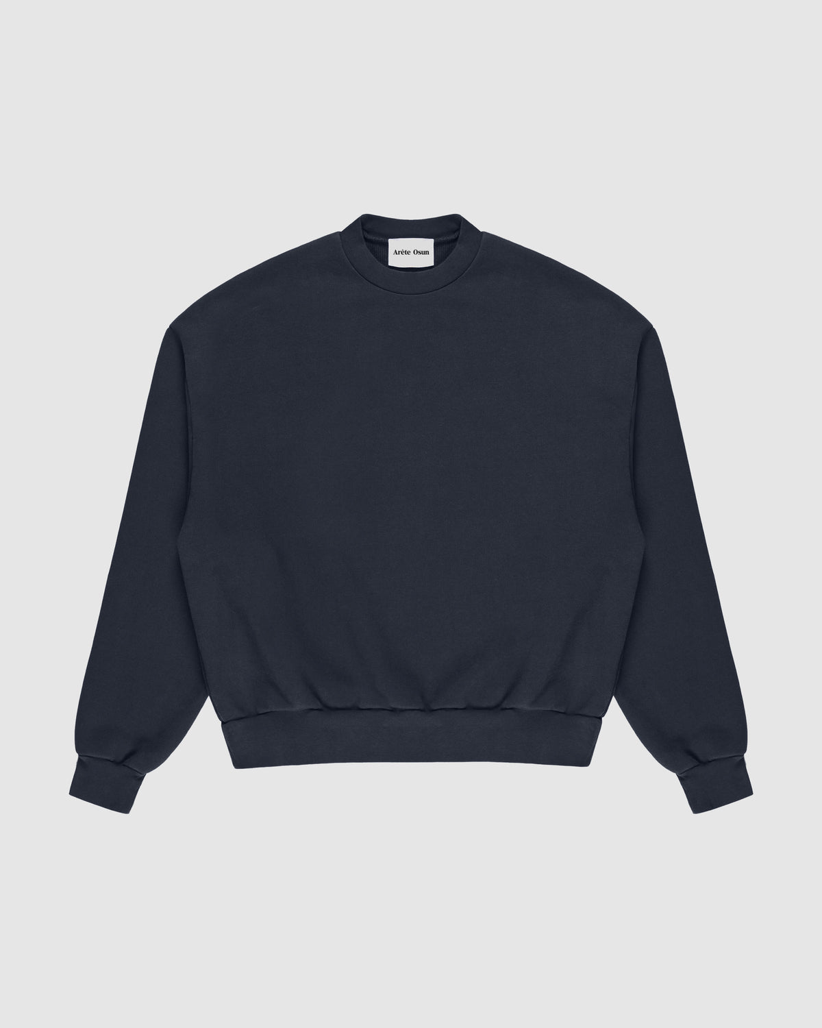 Frame Sweatshirt in Navy – Oversized Luxury Jumper with dropped shoulders and heavyweight drape by Arête Osun