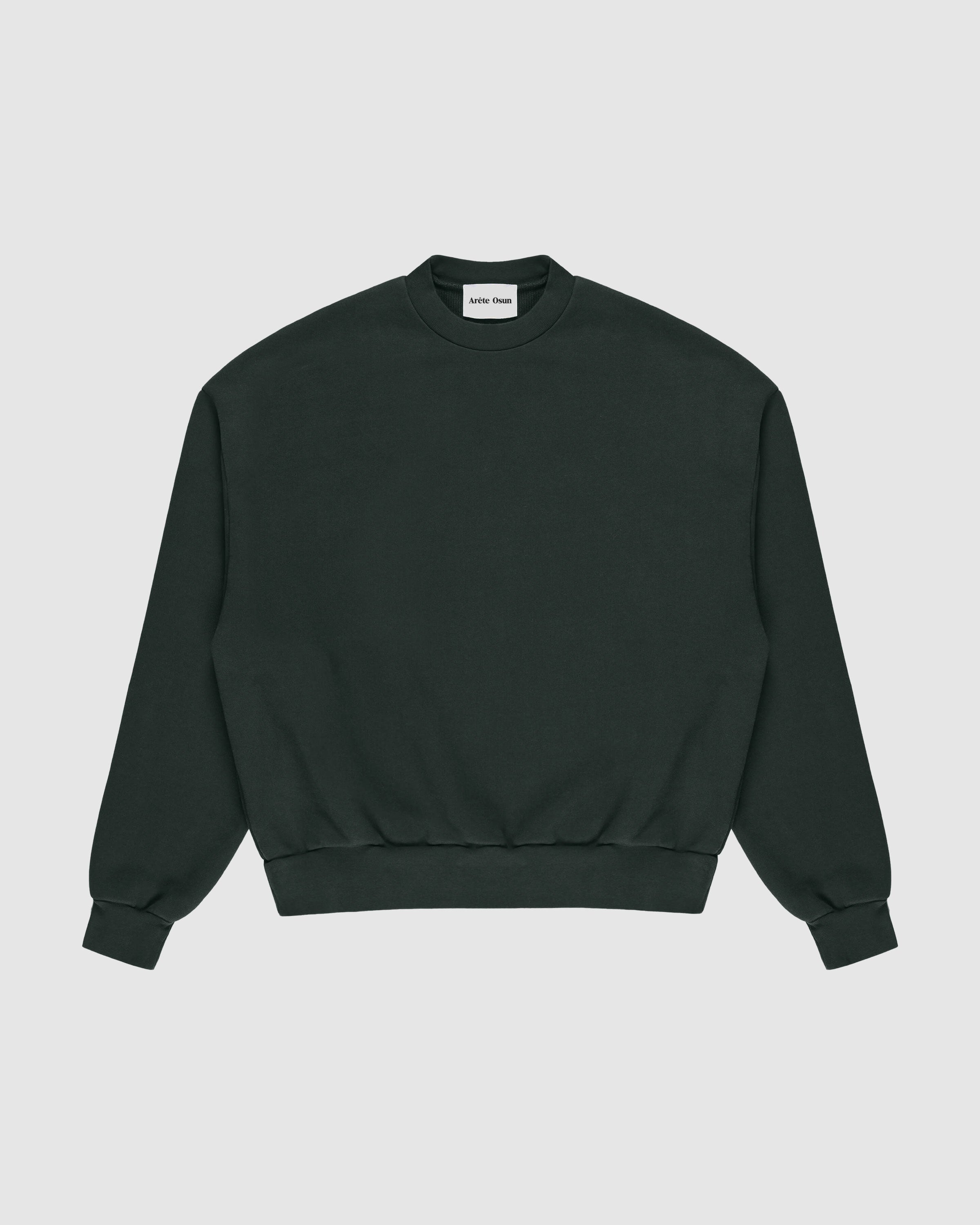 Frame Sweatshirt in Green – Oversized Luxury Jumper with dropped shoulders and heavyweight drape by Arête Osun