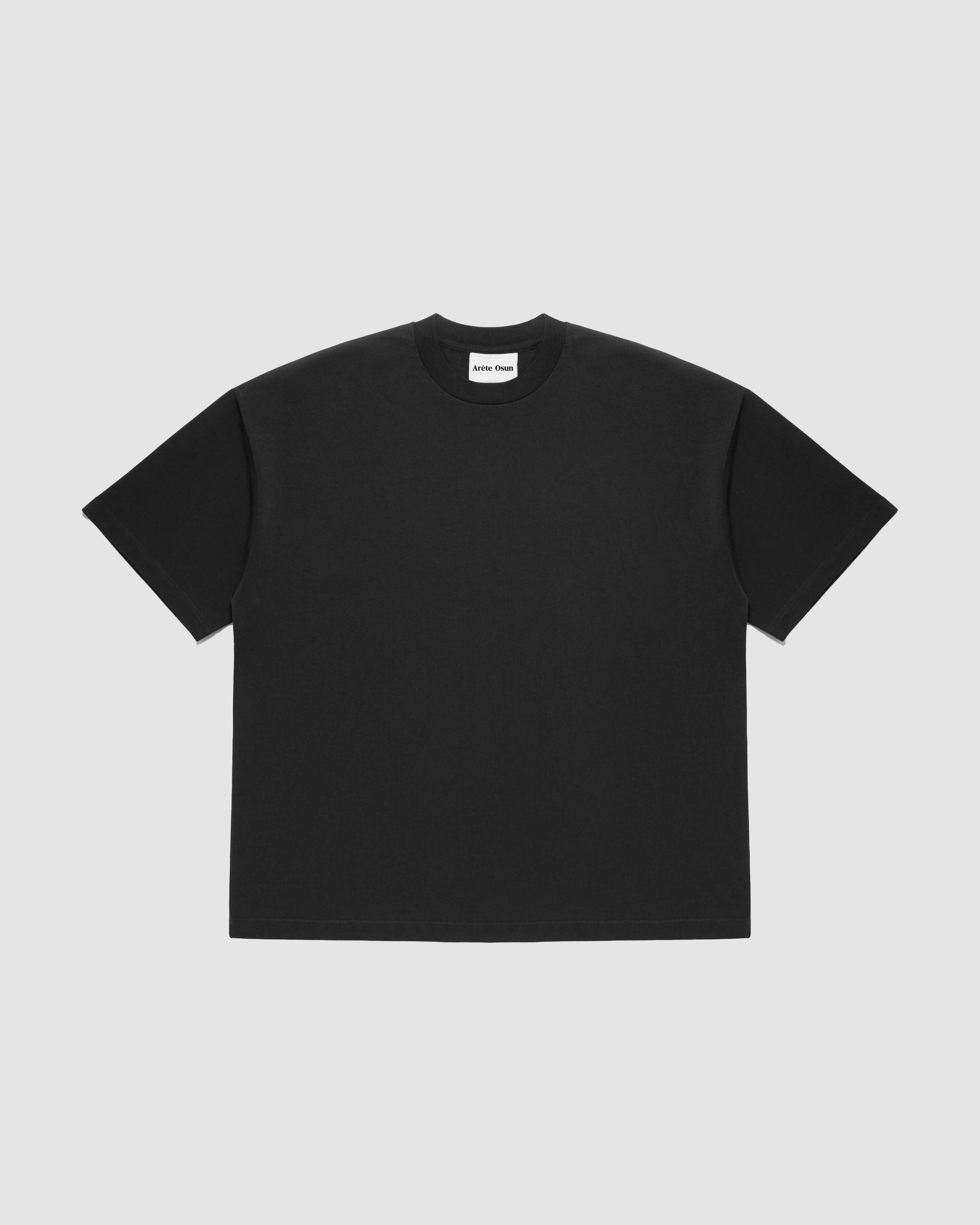 Fundamental T in Black - Heavyweight Luxury T-Shirt with dropped shoulder and box fit by Arête Osun