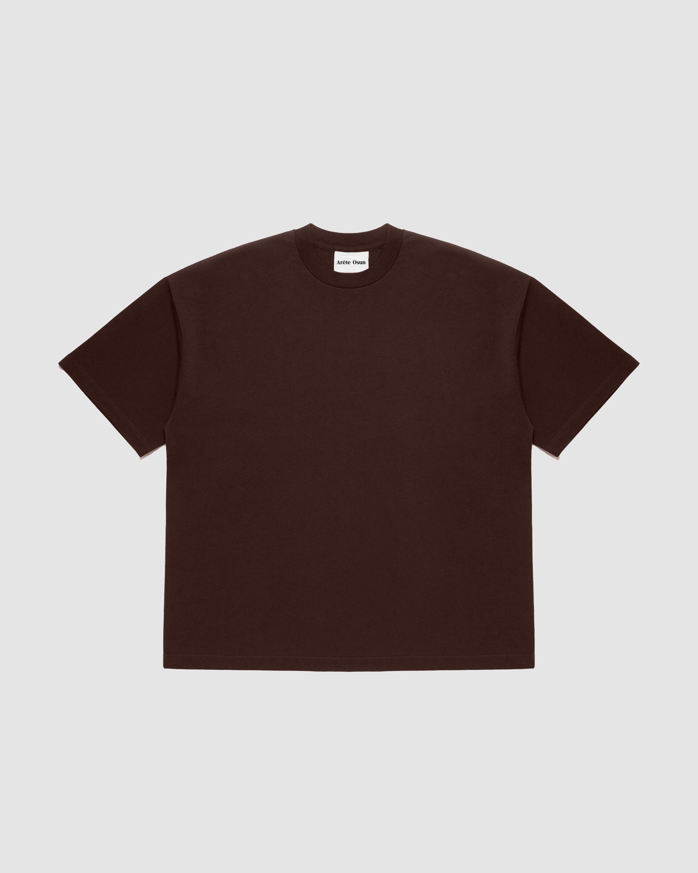 Fundamental T in Brown - Heavyweight Luxury T-Shirt with dropped shoulder and box fit by Arête Osun