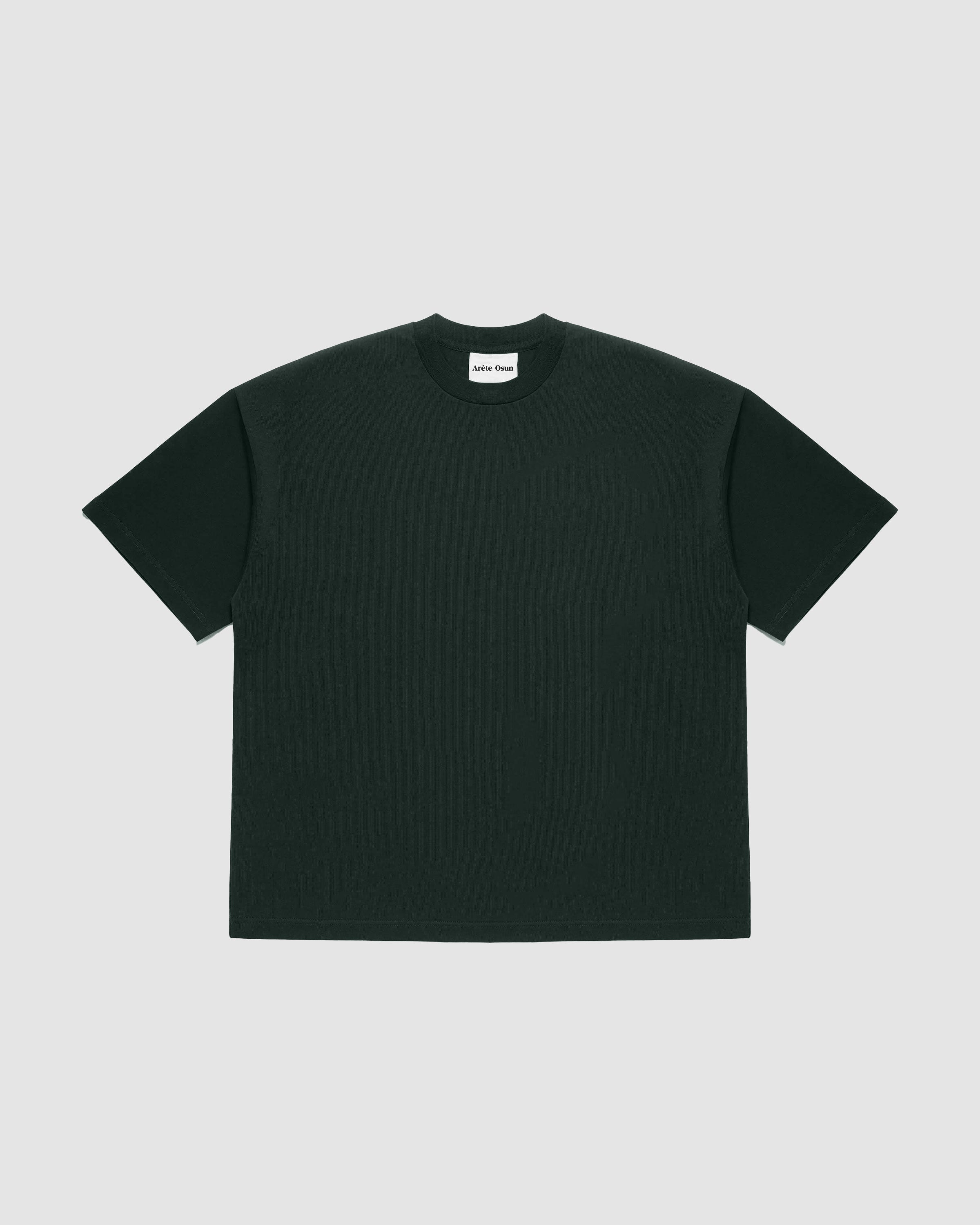 Fundamental T in Green - Heavyweight Luxury T-Shirt with dropped shoulder and box fit by Arête Osun