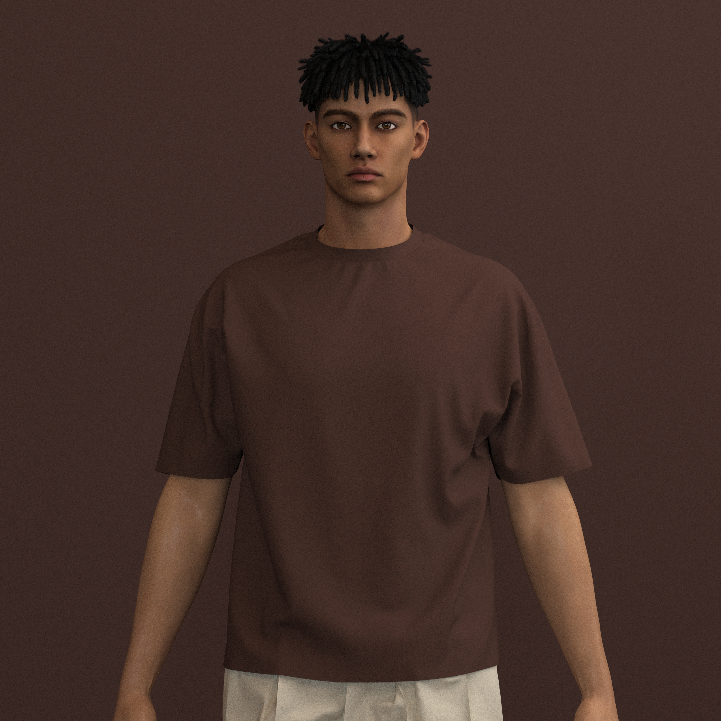 Fundamental T in Brown - Heavyweight Luxury T-Shirt with dropped shoulder and box fit by Arête Osun